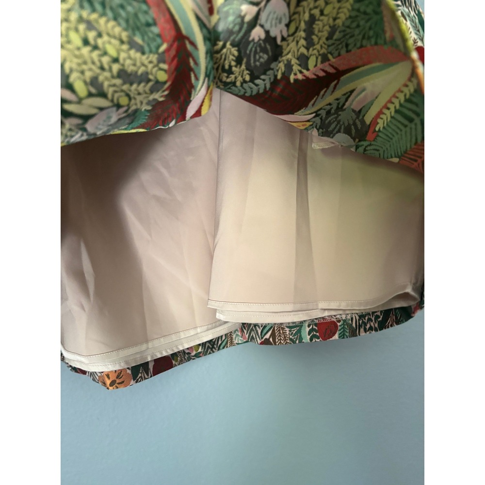 ModCloth Floral Tapestry Pleated Mini Skirt Red Green Whimsical Size 16 NWT Boho - Picture 4 of 10